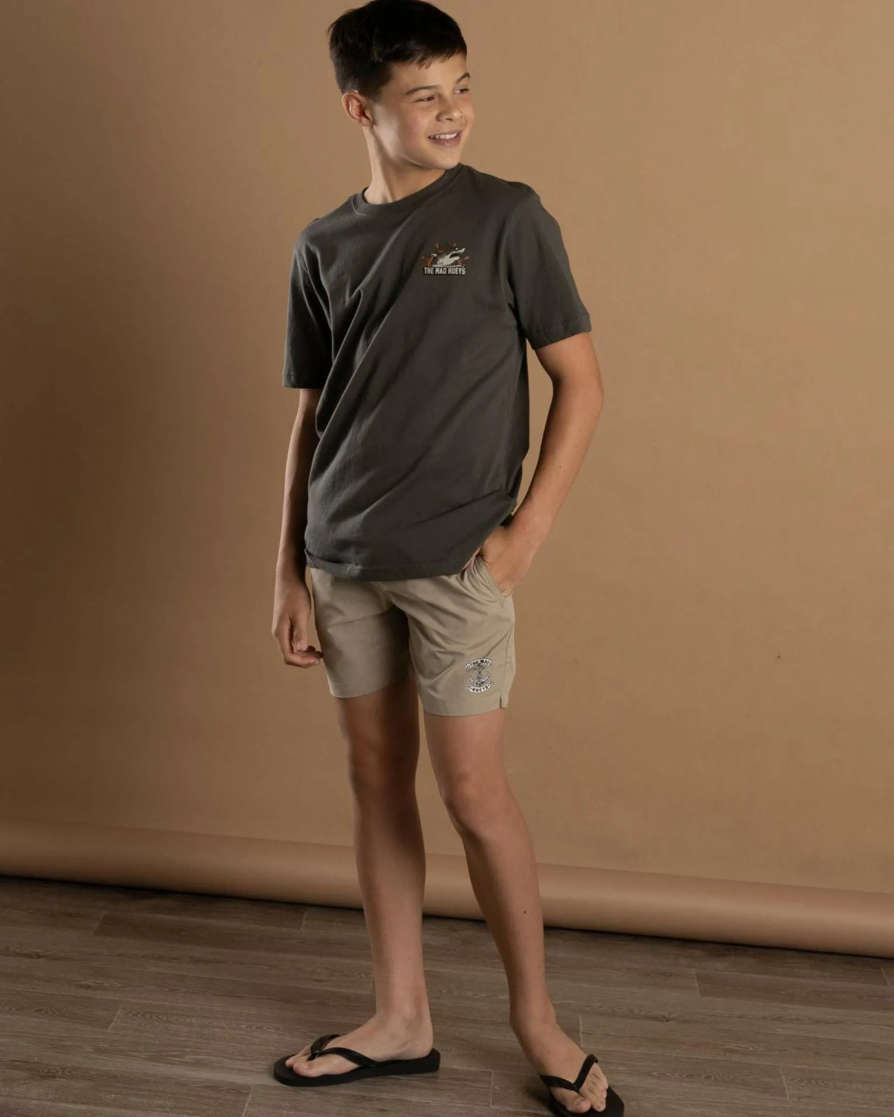 Board Shorts|Shorts & Bottoms*The Mad Hueys Boys' Skull Anchor Volley Shorts Taupe