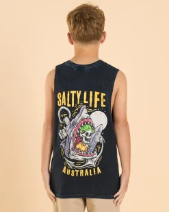 Tops & T-Shirts*Salty Life Boys' Snap Muscle Tank Navy Acid