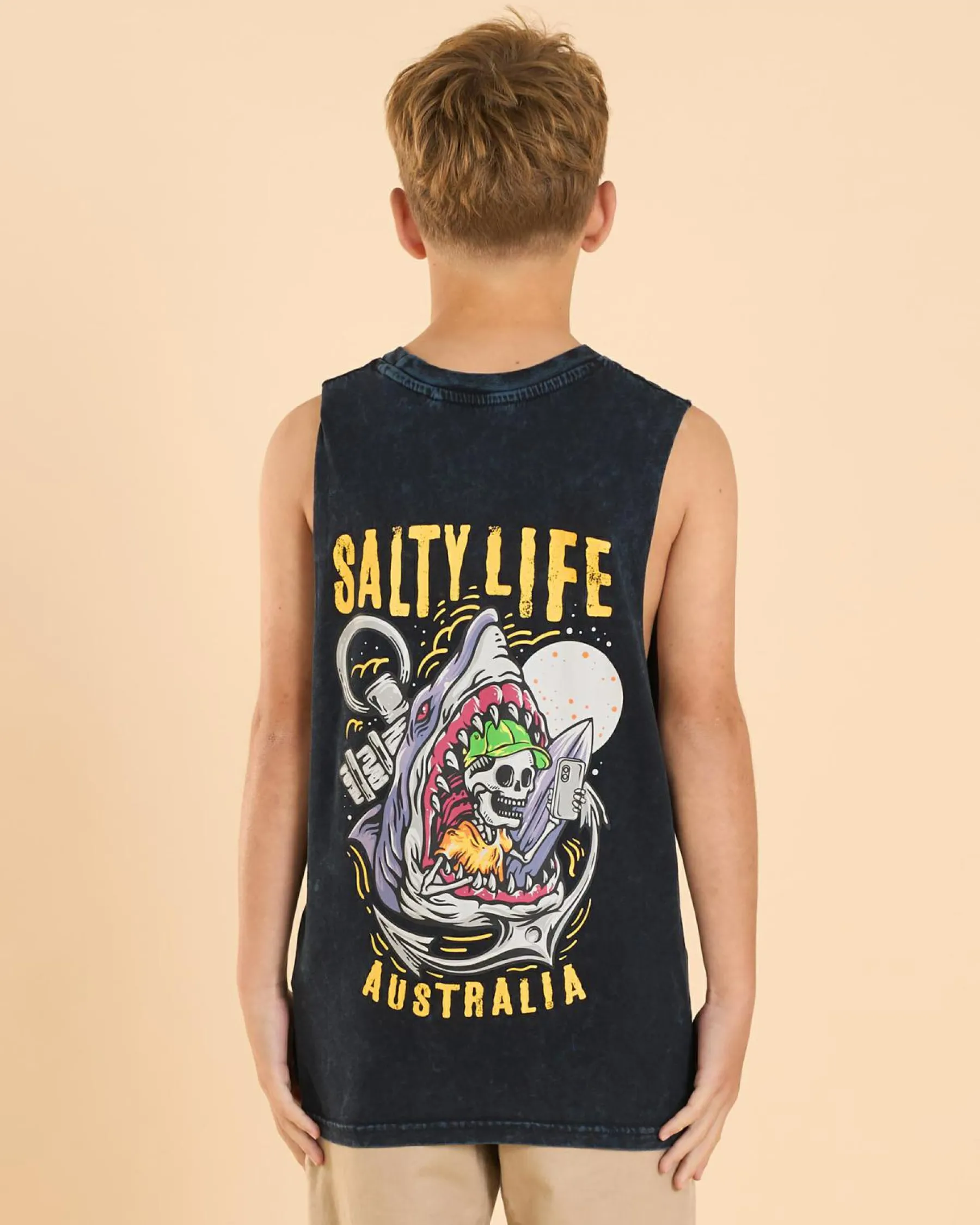 Tops & T-Shirts*Salty Life Boys' Snap Muscle Tank Navy Acid