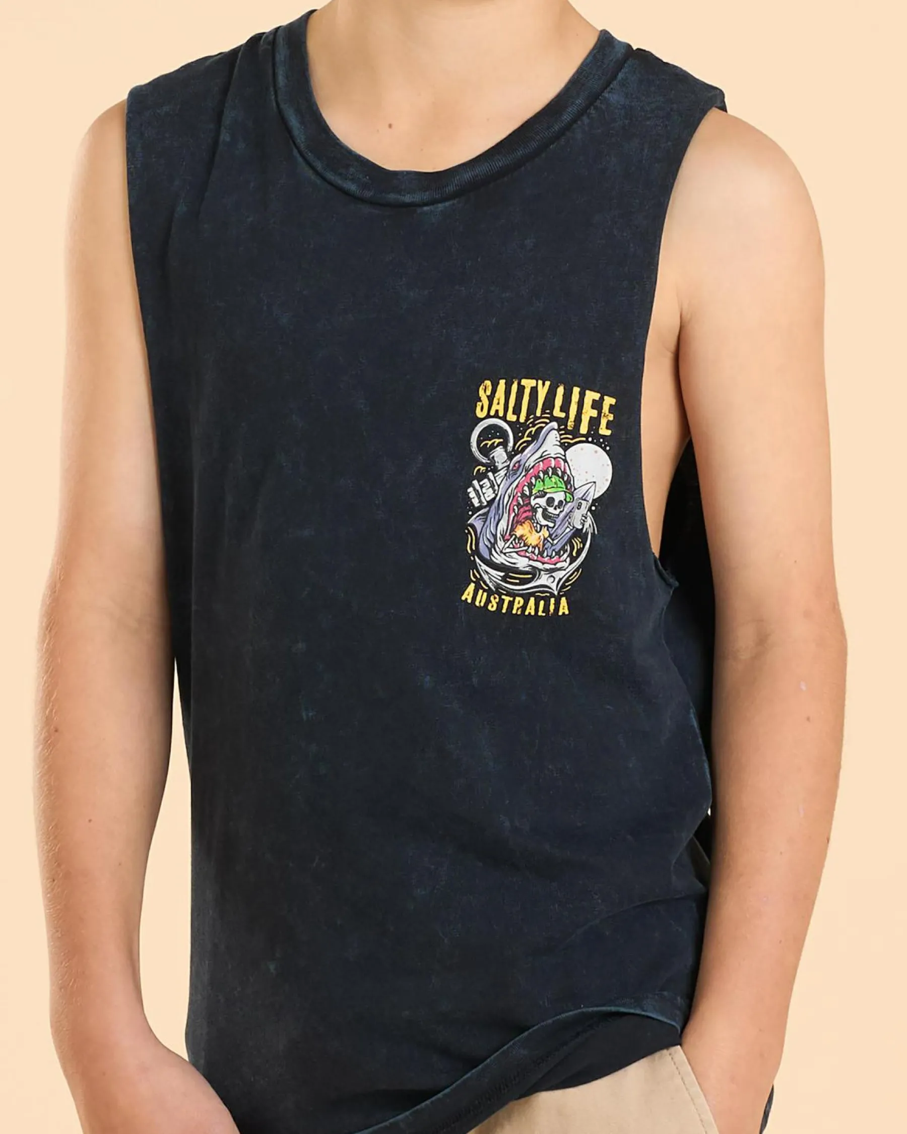 Tops & T-Shirts*Salty Life Boys' Snap Muscle Tank Navy Acid