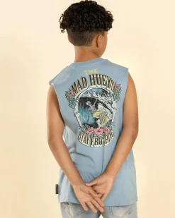 Tops & T-Shirts*The Mad Hueys Boys' Stay Frothin Muscle Tank Steel Blue