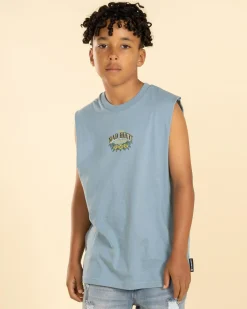 Tops & T-Shirts*The Mad Hueys Boys' Stay Frothin Muscle Tank Steel Blue