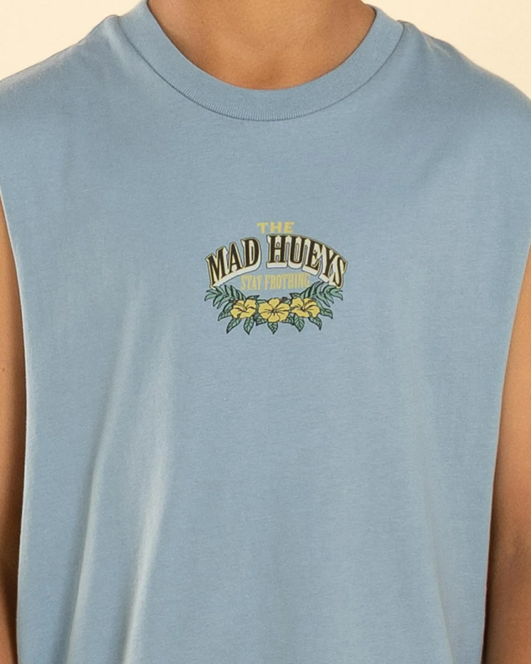 Tops & T-Shirts*The Mad Hueys Boys' Stay Frothin Muscle Tank Steel Blue