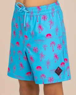 Board Shorts|Shorts & Bottoms*Skylark Boys' Summit Elastic Waist Shorts Cyan/pink