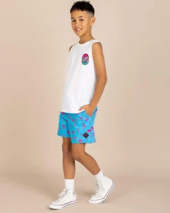 Board Shorts|Shorts & Bottoms*Skylark Boys' Summit Elastic Waist Shorts Cyan/pink