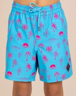 Board Shorts|Shorts & Bottoms*Skylark Boys' Summit Elastic Waist Shorts Cyan/pink