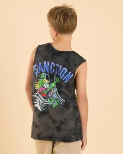 Tops & T-Shirts*Sanction Boys' Tank Slapper Muscle Tank Black Mottle