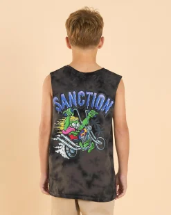 Tops & T-Shirts*Sanction Boys' Tank Slapper Muscle Tank Black Mottle