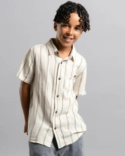 Tops & T-Shirts*Skylark Boys' Trinity Short Sleeve Shirt Oatmeal/green
