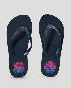 Flip Flops & Sandals*Rip Curl Boys' Wetty Fade Bloom Thongs Navy