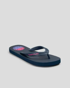Flip Flops & Sandals*Rip Curl Boys' Wetty Fade Bloom Thongs Navy
