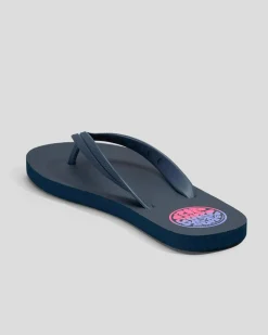 Flip Flops & Sandals*Rip Curl Boys' Wetty Fade Bloom Thongs Navy