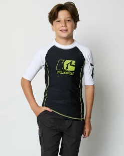 Rashies*Rusty Boys' Y2SHAY Short Sleeve Wetshirt Black / White
