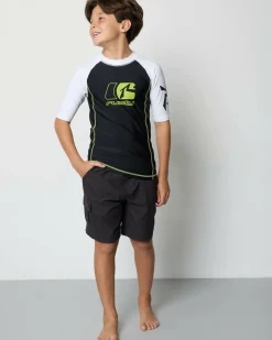 Rashies*Rusty Boys' Y2SHAY Short Sleeve Wetshirt Black / White