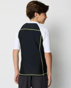 Rashies*Rusty Boys' Y2SHAY Short Sleeve Wetshirt Black / White