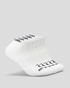 Socks*Rip Curl Brand Ankle Socks 5 Pack White
