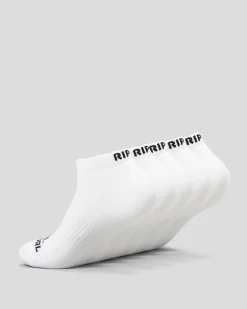 Socks*Rip Curl Brand Ankle Socks 5 Pack White