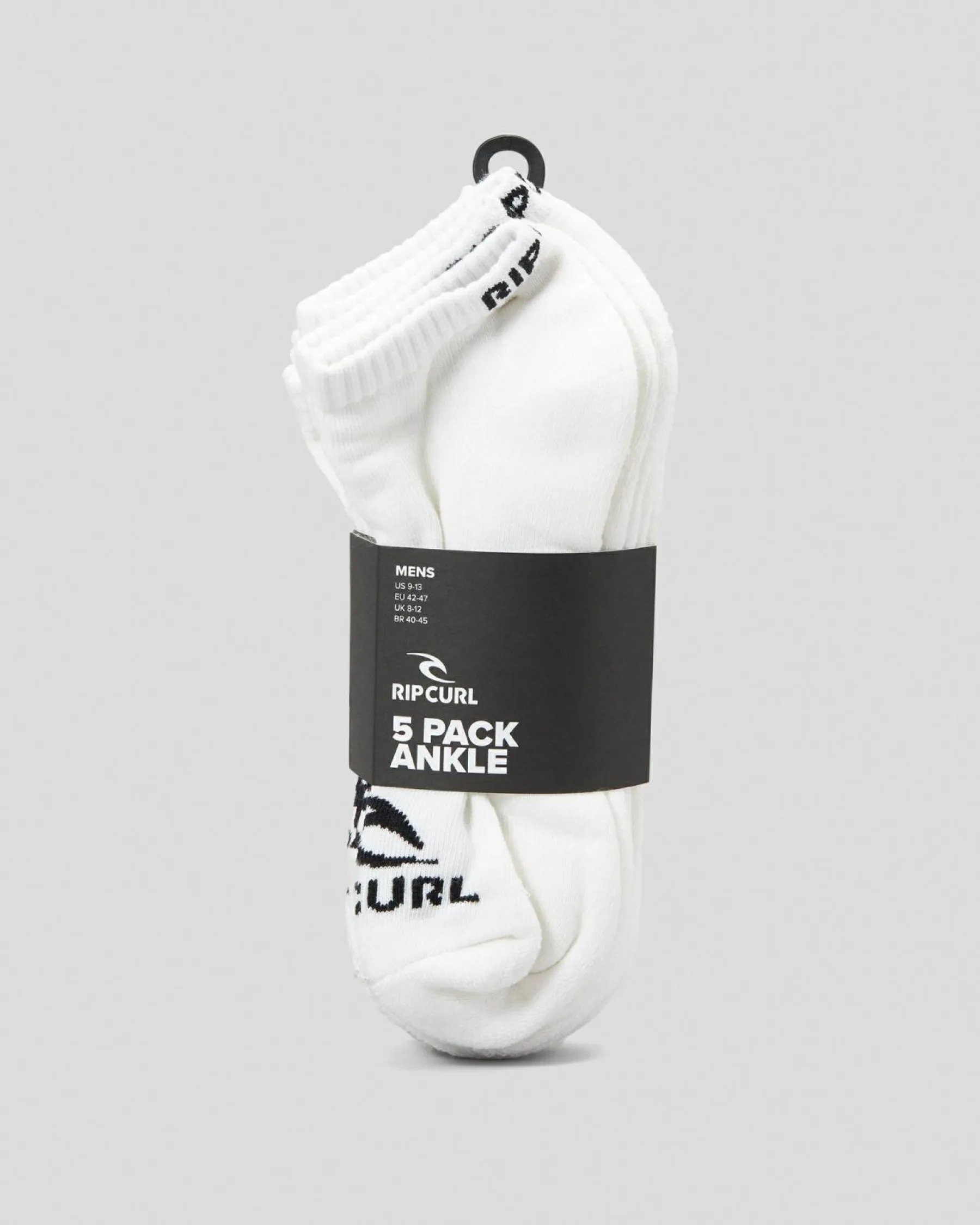Socks*Rip Curl Brand Ankle Socks 5 Pack White