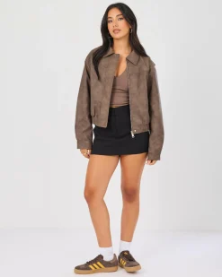 Online Brando Faux Leather Jacket Women Jackets & Coats