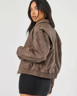 Online Brando Faux Leather Jacket Women Jackets & Coats