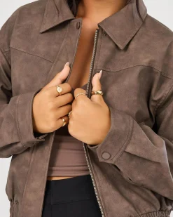 Online Brando Faux Leather Jacket Women Jackets & Coats