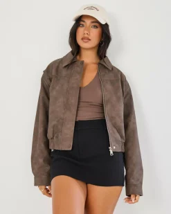 Online Brando Faux Leather Jacket Women Jackets & Coats