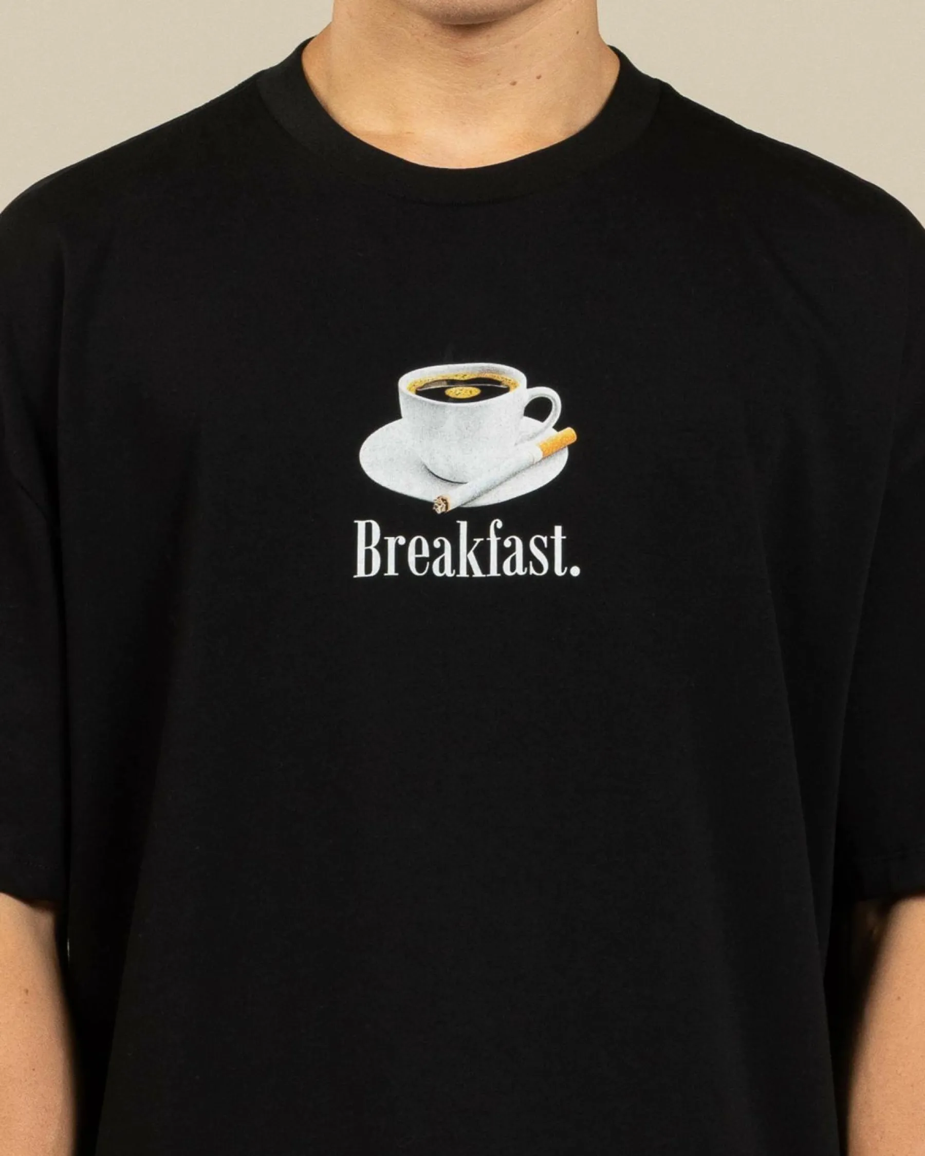 Tops & T-Shirts*Threadheads Breakfast Coffee Oversized T-Shirt Black