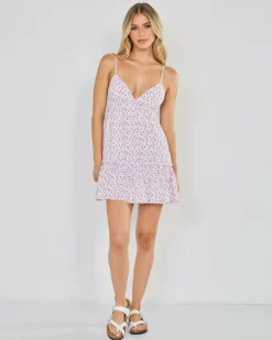 Dresses*Mooloola Brielle Dress White/pink Floral