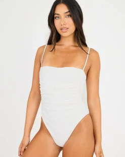 Sale Brighton Eyelet Scrunched Side One Piece Swimsuit Women One Pieces