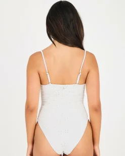 Sale Brighton Eyelet Scrunched Side One Piece Swimsuit Women One Pieces