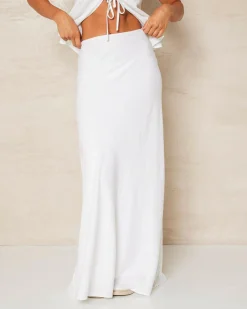 Linen Blend|Sets*Mooloola Brighton Hawaii Maxi Skirt White