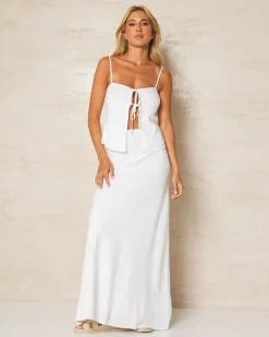Linen Blend|Sets*Mooloola Brighton Hawaii Maxi Skirt White