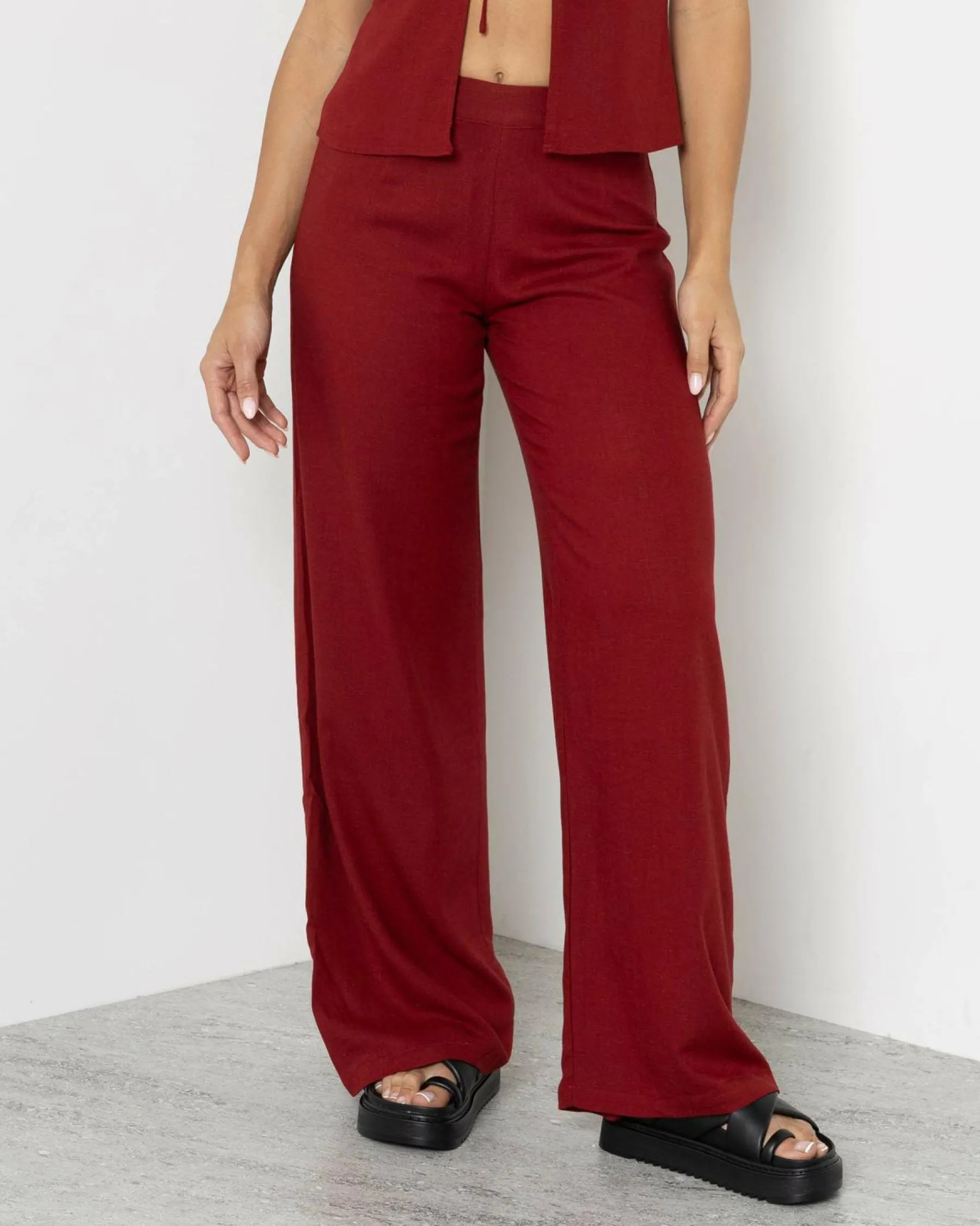 Sets|Linen Blend*Mooloola Brighton Hawaii Pants Berry