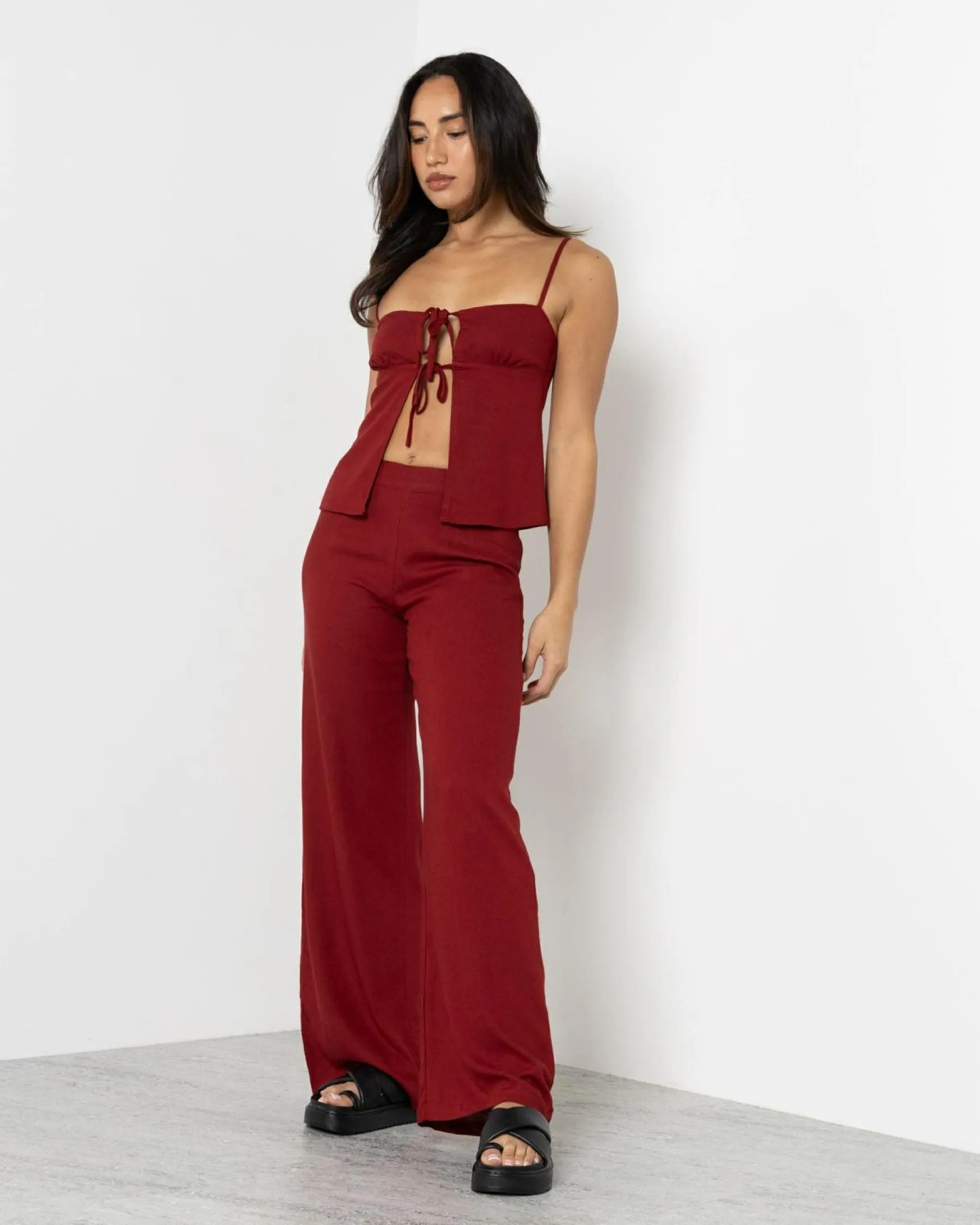 Sets|Linen Blend*Mooloola Brighton Hawaii Pants Berry