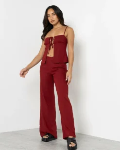 Sets|Linen Blend*Mooloola Brighton Hawaii Pants Berry