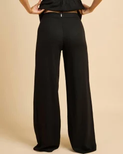 Sets|Linen Blend*Mooloola Brighton Hawaii Pants Black