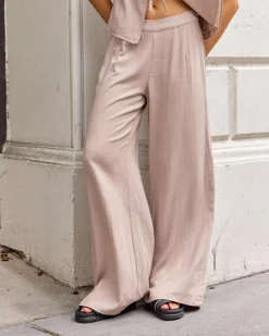 Sets|Linen Blend*Mooloola Brighton Hawaii Pants Mushroom