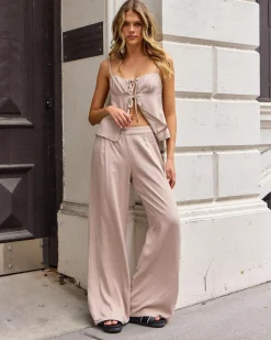 Sets|Linen Blend*Mooloola Brighton Hawaii Pants Mushroom