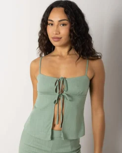 Sets|Tops*Mooloola Brighton Hawaii Tie Top Olive