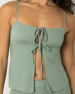 Sets|Tops*Mooloola Brighton Hawaii Tie Top Olive