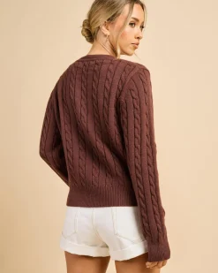 Knitwear|Jumpers & Hoodies*Luvalot Bristol V Neck Knit Jumper Brown