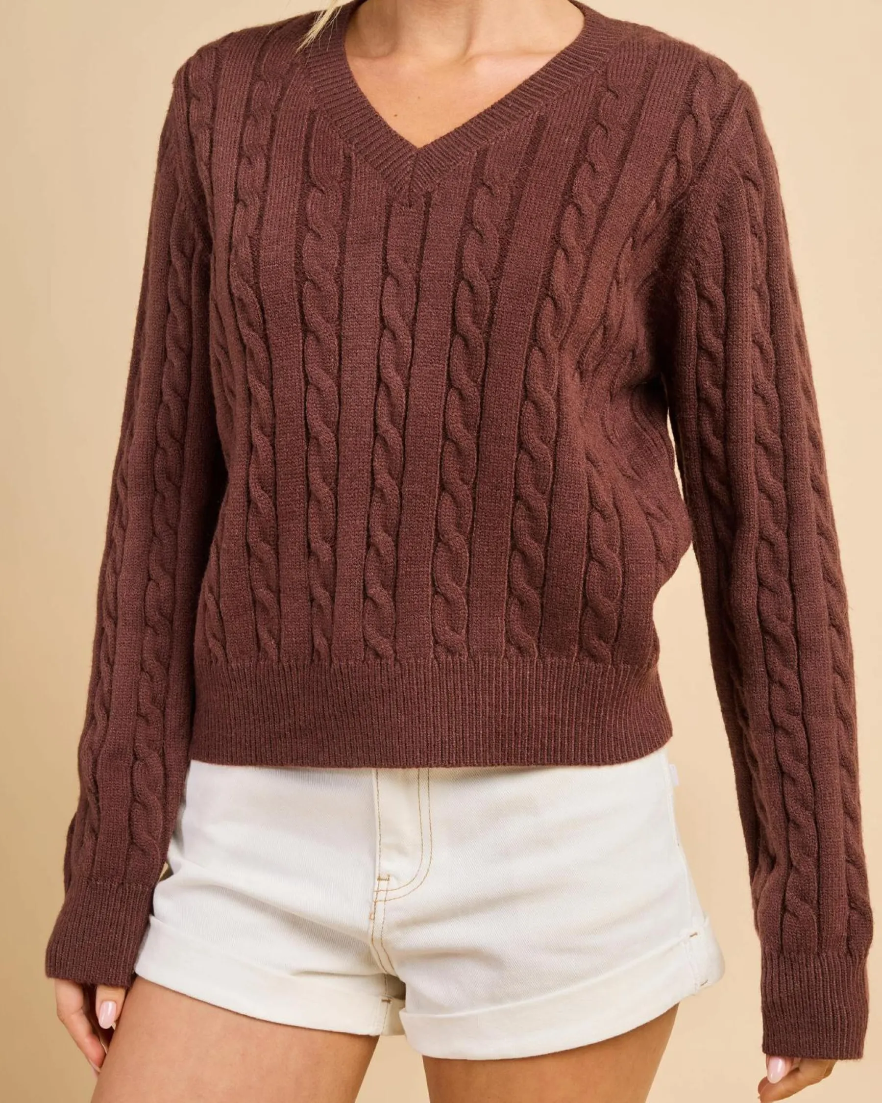 Knitwear|Jumpers & Hoodies*Luvalot Bristol V Neck Knit Jumper Brown