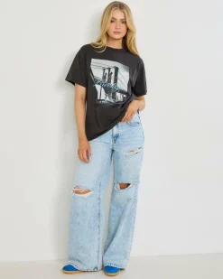 Tops*All About Eve Brooklyn Oversized T-Shirt Washed Black