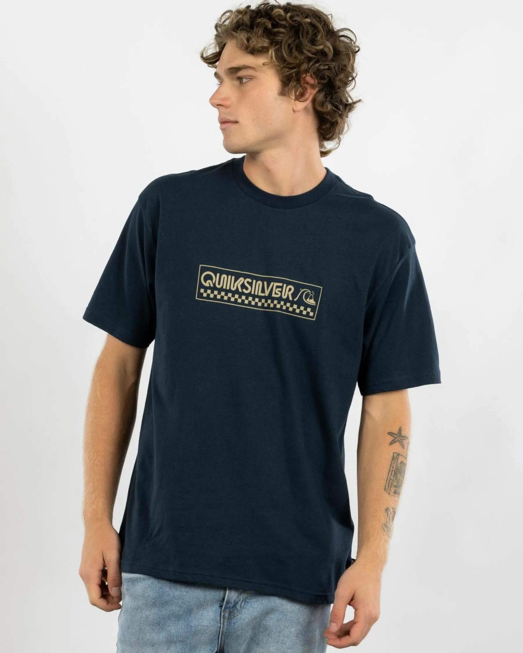 Tops & T-Shirts*Quiksilver Bubble Check T-Shirt Dark Navy