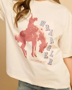Tops*Wrangler Bucking Boxed T-Shirt Ecru
