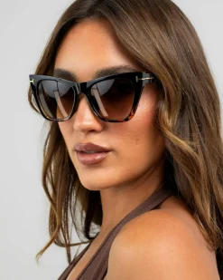 Sunglasses*Indie Eyewear Budapest Sunglasses Blk To Tort/gd Brown