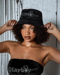 Sale Bunny Angel Diamonte Bucket Hat Women Headwear