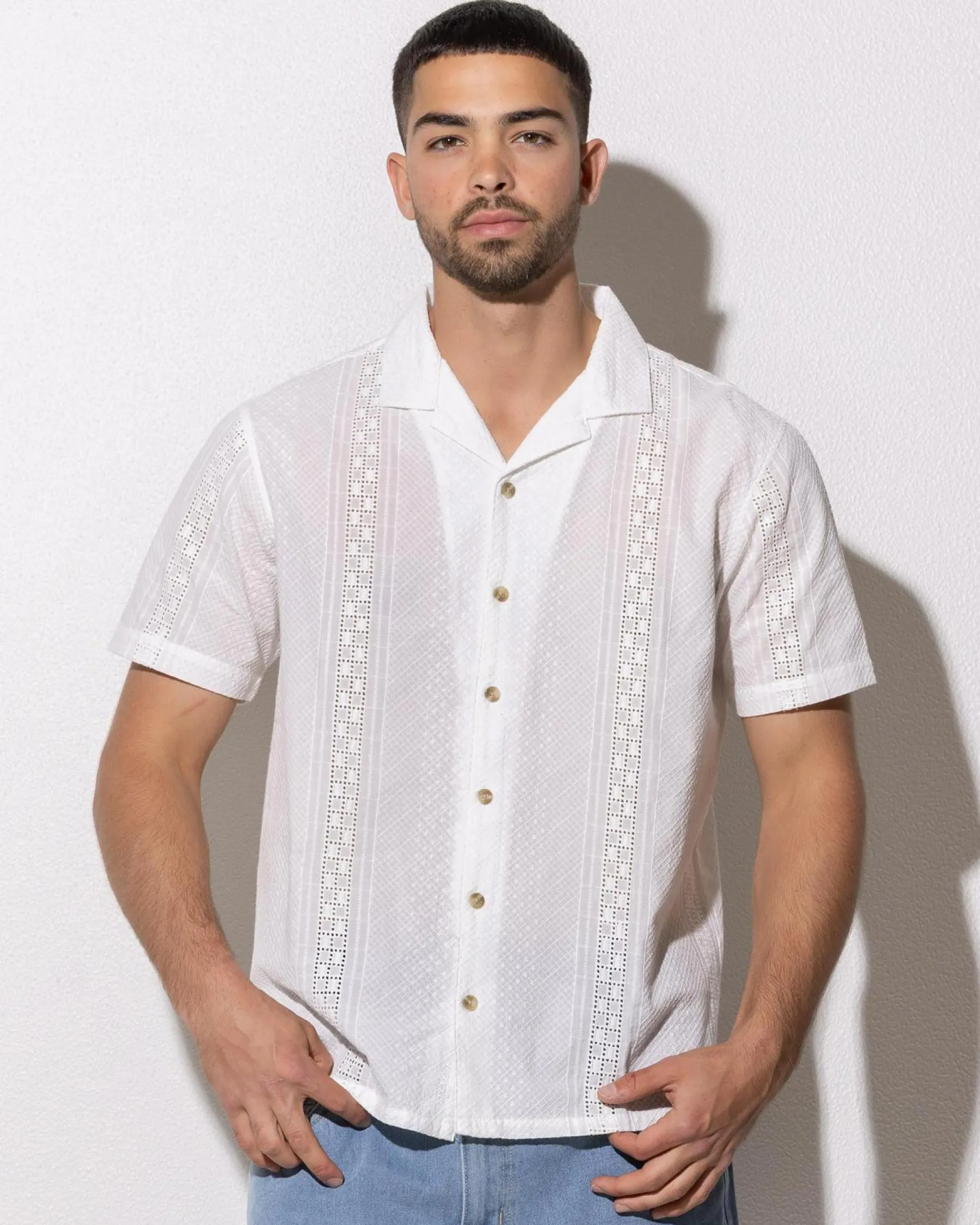 Tops & T-Shirts*Lucid Bygone Short Sleeve Shirt Ivory