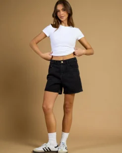 Bottoms*DESU Byron Mid Denim Shorts Washed Black