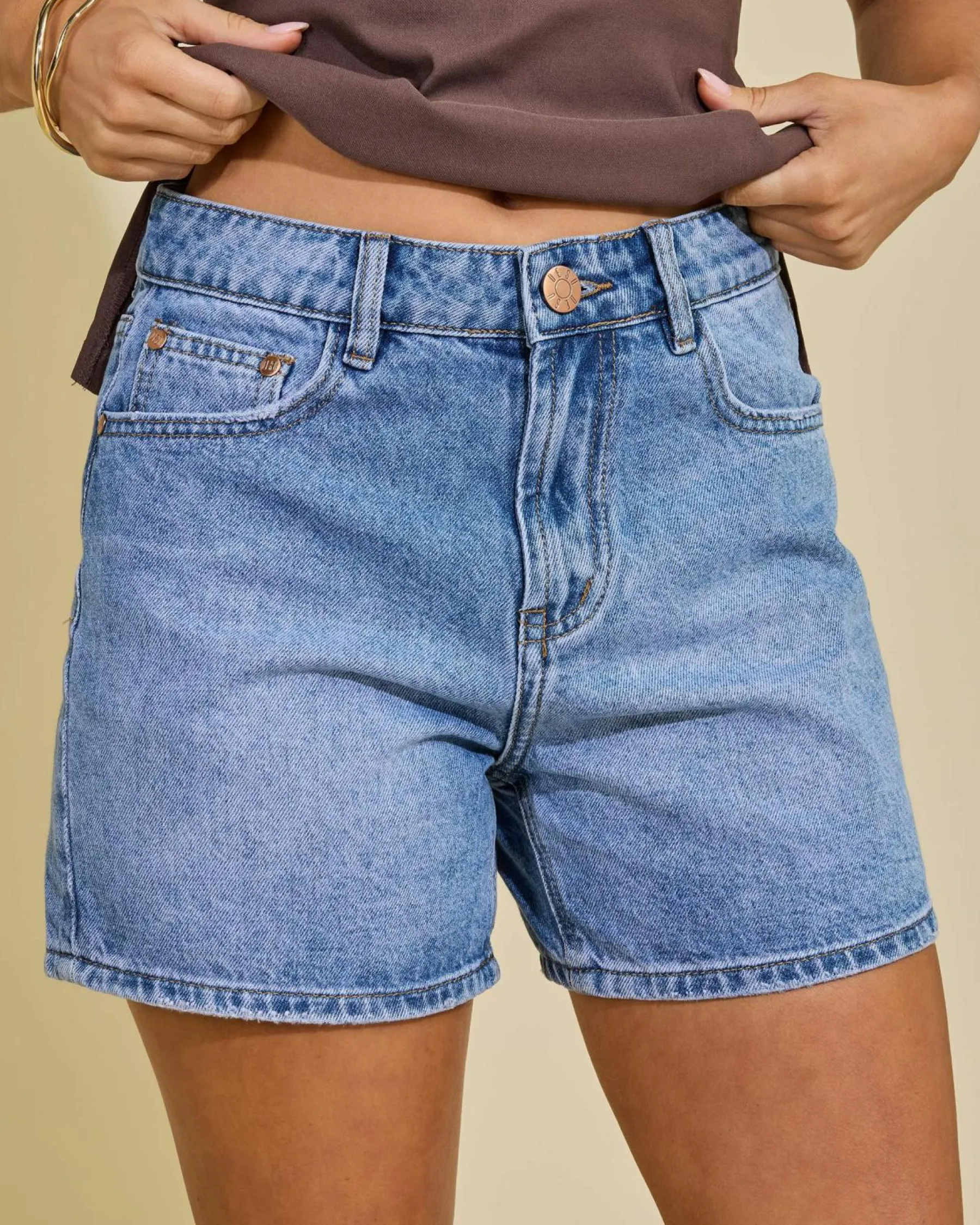 Bottoms*DESU Byron Mid Denim Shorts Dark Mid